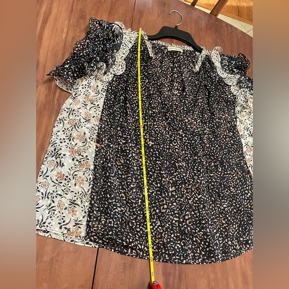 Ulla Johnson Silk Sheer Ruffle Sleeve Black and White Blouse Size 6 - Picture 10 of 10